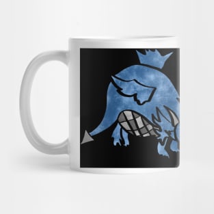 Chonky Blue Dragon On Black Background Mug